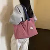 Bolsa de lona de mezclilla estilo coreano para mujer, gran capacidad, bordado de letras, bolsa para el trabajo, doble cara, bolso de hombro para estudiante para clase