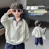 Sudadera para niño, colección otoño 2026, suéter casual de medio cierre estilo coreano, moda infantil, top deportivo para niños pequeños