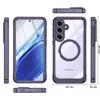 Adecuado para Samsung Galaxy S26FE, funda de teléfono transparente con vidrio templado, cobertura total, funda de teléfono magnética MagSafe.