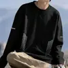 Camiseta de manga larga para hombre, capa interior de otoño para hombre, camiseta base elástica de corte holgado, camiseta estampada estilo coreano ins para hombre