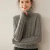 Suéter de Cashmere com Gola Alta para Mulheres 100% Cashmere Puro Engrossado Fio Retrô Solto Slimming Look Malha Suéter Base