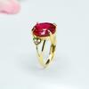 Anillo Corazón de Rubí Cultivado Guan Yu Anillo de Corindón Rojo Moda para Mujer Venta al por Mayor Dropshipping S4012404