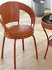 Silla de Ratán para Balcón Silla Individual con Respaldo Tejida a Mano Sala de Estar Dormitorio Silla de Ratán Giratoria Simple para el Hogar Silla de Ratán Pequeña para Exteriores