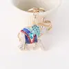 Nuevo Llavero de Elefante de Nariz Larga Pintura Metálica Elefante al Óleo Bolsita de Diamantes Colgante Atracción de Tailandia Regalos al por Mayor