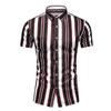 Camisa de manga corta con estampado a rayas de talla grande para hombre, nueva camisa de solapa de moda para comercio exterior transfronterizo de Amazon