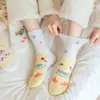 Novas Meias de Meia-Panturrilha Outono e Inverno, Estilo Pato Amarelo, Meias de Pelo Sintético, Lã Coral, Meias Quentes e Doces para Dormir de Menina, Meias Meio Pelo