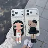 Funda de Silicona con Soporte Tridimensional de Lunares Florales Adecuada para iPhone 17 Pro Max, Apple 16/15 Pro Anti-Caídas