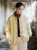 26 Invierno Nuevo Estilo Chaqueta Acolchada de Algodón de Ramio Original Mejorada Artística Personalizada Cálida Versátil para Mujer Abrigo de Algodón