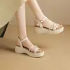 Sandalias de Verano de Moda Estilo Hada con Suela Gruesa para Aumentar la Altura, Estilo Francés con Pedrería, Modelo Nuevo 2026, Slip-On, Zapatos de Mujer con Suela Suave