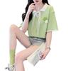Camiseta Feminina de Verão de Manga Curta Nova para Estudantes Estilo Ocidental Senso de Design Solta Combina com Tudo Redutora de Idade Gola Polo Manga Curta Top para Mulheres