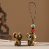 Talla de madera de sándalo verde, doce zodiacos, conjunto completo de rata, buey, tigre, conejo, dragón, serpiente, caballo, oveja, mono, pollo, perro, cerdo, colgante para teléfono móvil, bolso colgante