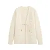 Moda feminina europeia e americana transfronteiriça, popular no AliExpress, cardigã de tricô estiloso e casual com tachas