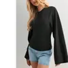 2026 Camiseta Feminina Gola Redonda Manga Larga Ajuste na Cintura Estilo Preguiçoso Manga Curta Manga Longa Cor Sólida Moda Versátil Top de Manga Longa Cor Sólida