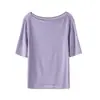 Top de punto de una sola manga y manga media, suave, apto para la piel, delicado, de Lyocell y Cachemir, para mujer, Otoño, con temperamento, para el trabajo, Camiseta