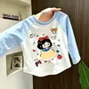 Camiseta de Manga Larga para Niña, Nueva de Primavera y Otoño 2026, Colorido Cartoon, Bloques de Color, Algodón Puro, Curva, Diseño Elegante Ajustado