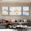 Pintura decorativa de lujo con diseño de montaña en la parte trasera para sala de estar, estilo silencioso, para sofá, fondo, pintura colgante de pared, mural abstracto de bloques de color Morandi