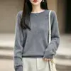 Otoño e invierno 2026 nuevo estilo suéter de punto de lana polar cosido para mujer cuello redondo suéter holgado ropa de mujer top de manga larga