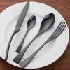 Juego de Cubiertos de Acero Inoxidable Colorido con Recubrimiento de Titanio Kaya Cuchillo para Bistec, Tenedor, Cuchara, Cucharilla de Té Juego de Cubiertos de 4 Piezas con Juego de Grabado