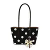 Bolsa de Tote Grande de Lona con Lunares Estilo Coreano Nicho para Mujer Verano 2026 Nueva Elegante para el Trabajo de un Solo Hombro Debajo del Brazo
