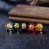 Ágata roja, negra, amarilla y verde tallada, cuentas sueltas, dorado, dios de la riqueza de cinco vías, pulsera de bricolaje de esmalte coloreado, pulsera con cuentas redondas