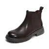 Botines Chelsea de piel genuina 2026 nuevo modelo otoño e invierno, punta redonda, cómodos y versátiles, botas de piel de vaca para mujer estilo retro británico