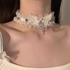 Nuevo Collar de Encaje Cruzado para Mujer, Elegante de Alta Gama, Diseño Nicho, Gargantilla, Accesorios de Alas, Anillo de Cuello