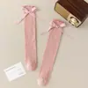 Calcetines para niñas, nuevo producto otoño 2026, calcetines largos para niños, calcetines de media pantorrilla para bebé, calcetines apilados con encaje de lazo de princesa