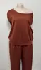 Traje de Dos Piezas Casual de Moda con Hombro Descubierto, Estilo Deportivo de Amazon, Nuevo Estilo Otoño e Invierno Transfronterizo Europeo y Americano 2025