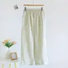 Calça de Pijama de Gaze Dupla 100% Algodão para Mulheres, Primavera/Verão, Cor Sólida, Novo Estilo, Calça Longa, Simples, Casual, Pode Ser Usada ao Ar Livre para Caminhar