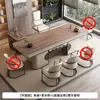 Mesa de Té de Pizarra con Veta de Madera 2025 Nuevo Juego de Té de Gama Alta Estilo Chino Nuevo Tetera Integrada Mesa de Té Totalmente Automática para Oficina