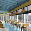 Araña moderna minimalista nórdica para restaurante, iluminación comercial creativa de tres cabezales para tiendas, iluminación artística de hierro forjado con diseño de diamante para barra de bar