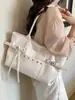 Bolso tote de color liso de gran capacidad estilo coreano para mujer, nuevo bolso de hombro para moto de verano 2026, simple y elegante