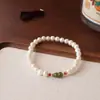Pulsera de Perlas de Agua Dulce Natural con un Toque de Lujo Ligero y de Alta Gama, Hilo Elástico, Realza el Cutis, Diseño Sencillo, con Perlas de Jade Hetian y Ágata Roja del Sur