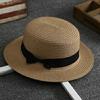 Sombrero de copa grande de ala plana con lazo de verano para protección solar, tejido de punto por urdimbre, de ala plana, transpirable, retro, sombrero de copa, protección solar, sombrero de playa