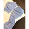 Conjunto de Pijama de Camisa Rayada Fresco y Sencillo para Mujer, Otoño Talla Extra Holgado Manga Larga Top y Pantalones Conjunto Casual para Casa