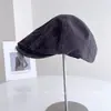 Sombrero de Moda de Color Sólido Gamuza para Mujer Otoño Invierno Elegante Versátil Sombrero Adelante Boina Retro Hacia Atrás