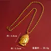 Colar Estilo Étnico Dourado Areia Vietnamita Cabeça de Buda Versátil Antigo Ouro de Imitação Buda Maitreya Corrente de Contas Redondas Pingente de Liga de Cobre