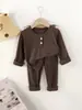 Pijamas de manga larga para niños y niñas para otoño e invierno, ropa interior térmica para bebé, tops y pantalones de otoño al por mayor, conjunto de ropa interior térmica para niños