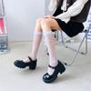 Meias de Bezerro Mulheres de Veludo Fino Transparente na Internet Popular Plaid Branco Tubo Longo JK Estudante Japonês Meias Altas
