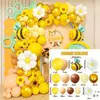 Nuevo Set de Arco de Cadena de Globos de Margarita y Abeja - Decoración de Aniversario, Revelación de Género, Suministros para Ambiente de Cumpleaños