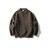 Yidao Vintage 2025 Otoño/Invierno Nuevo Estilo Retro Americano Old Money Suéter Pulóver Sencillo Color Sólido Holgado Cuello Polo