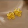 Pendientes de Borla de Flor de Perla Acrílica Aguja de Plata Pendientes Super Hada Elegantes Versátiles Nicho Pendientes Dulces de Moda para Mujer