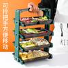Estante para alimentos, olla caliente, restaurante, plato de comida, estante de almacenamiento comercial de múltiples capas, estante para barbacoa, cocina, estante para verduras de madera maciza