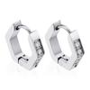 Hebilla de oreja geométrica pentagonal personalizada de acero inoxidable y oro de 18 quilates, explosiones transfronterizas, pendientes de titanio con incrustaciones planas de diamante blanco, venta al por mayor