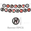 Platos de Papel Desechables, Vasos de Papel, Servilletas de Papel, Banderines, Juegos de Cuchillos Espirales, Suministros de Vajilla para Fiesta de Cumpleaños Temática de Llantas Transfronterizas