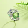 Anillo Floral Nuevo, Fresco y Dulce para Mujer, Anillo Abierto Estilo Planta con un Toque de Lujo Ligero y Sensación de Alta Gama, Regalo Popular en Xiaohongshu