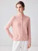 Cardigan de malha 100% caxemira pura para mulheres, gola alta, novo casaco de malha outonal slim fit, suéter de caxemira de manga longa