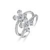 Nuevo Anillo de Moda Coreana de Doble Capa con Circonita de Trébol de Cuatro Hojas para Mujer, Apertura Ajustable, Anillo Fresco para Dedo Índice de Lujo Ligero