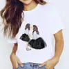 Comercio Exterior Ropa Europea y Americana para Mujer Tema Día de la Madre Moda Top Camiseta de Manga Corta para Mujer Cuello Redondo Holgada