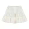 Falda de pastel blanca estilo ballet falda midi mujer verano falda midi francesa petite falda línea A falda abullonada falda corta